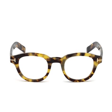 Tom Ford Mens Thick Round Eyeglasses Light Havana Designer