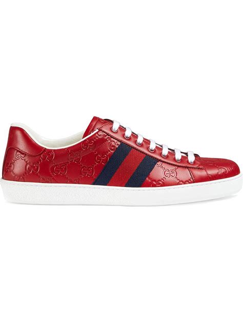 Lyst Gucci Ace Signature Sneaker In Red For Men