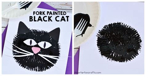 Fork Painted Black Cat Craft For Kids Cat Crafts Black Cat Halloween