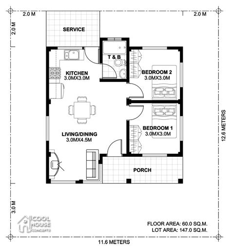 Two Bedroom Small House Plan Cool House Concepts Two Bedroom House