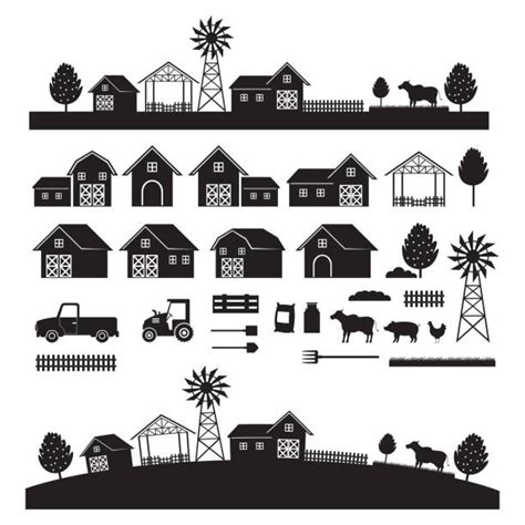 Silhouette Of Farm Yard Illustrations Royalty Free Vector Graphics