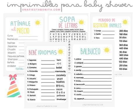 5 Imprimibles Juegos Para Baby Shower Una Fiesta Bonita