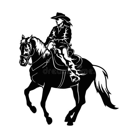 Vaquera Rodeo Montando Un Afiche De Estilo Caballo Retro Ilustración Del Vector Ilustración