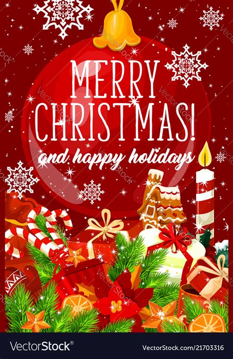 Merry Christmas Gifts Greeting Card Royalty Free Vector