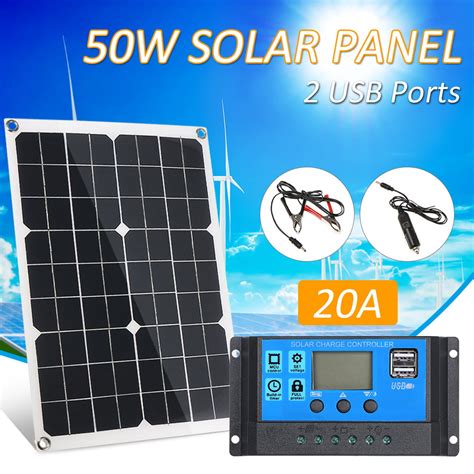 50w Dc 5v18v Dual Output Solar Panel With 2 Usb Ports And Car Charge