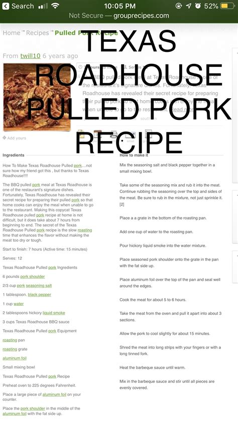 Copycat Texas Roadhouse Pulled Pork Recipe Texas