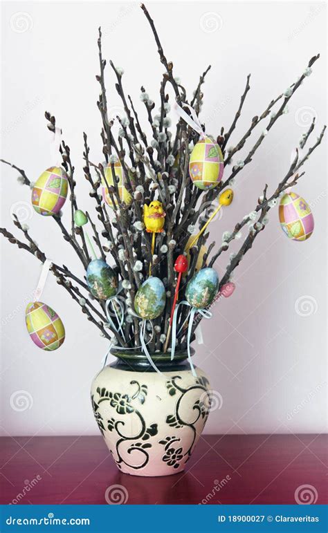 Easter Decoration Of Willow Tree Stock Image Image Of Stick Bunch