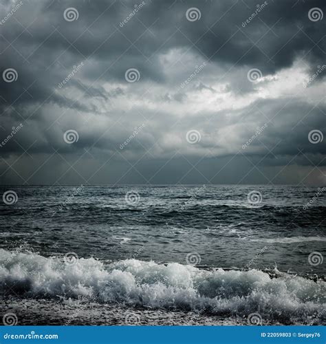 Dark Storm Clouds And Sea Stock Image Image Of Horizon 22059803