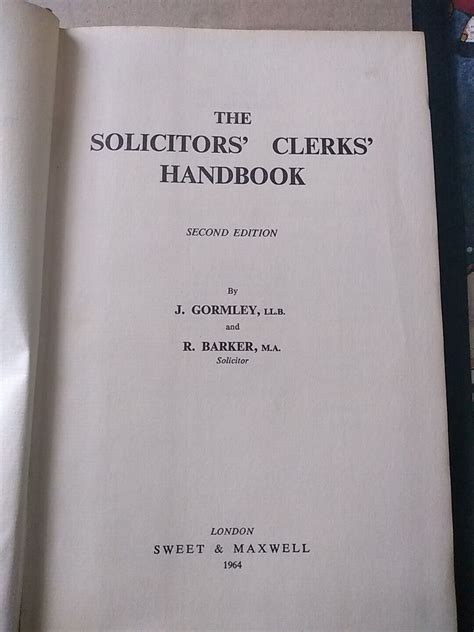 The Solicitors Clerks Handbook Jill Gormley 1964 Ebay