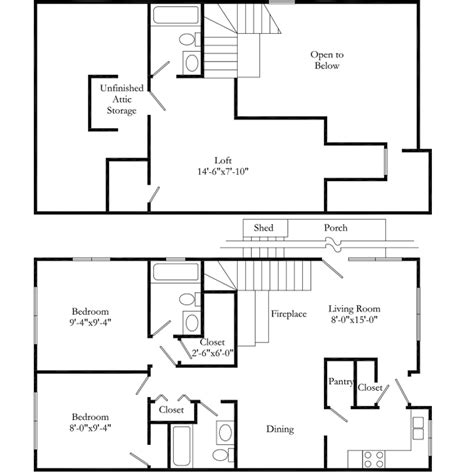 2 Bedroom Open Floor Plan With Loft Floorplansclick