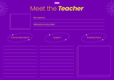 Meet The Teacher Template Purple For Teachers Perfect For Grades