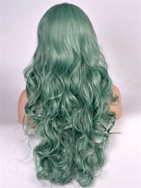 Light Green Wavy Long Synthetic Lace Front Wig Sny082 Synthetic Wigs