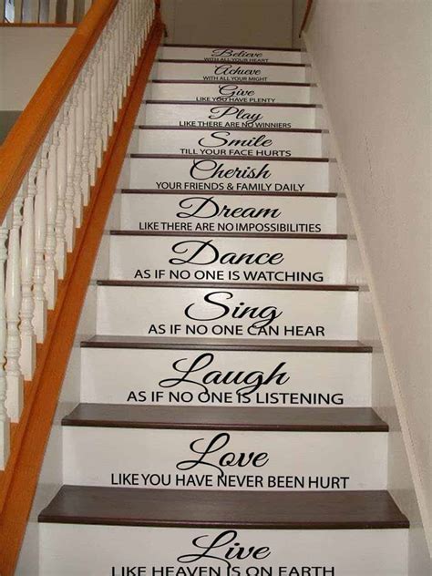 While you're rising to the top, you can read a few motivational quotes along the. Add these uplifting Staircase Quote Decals to your staircase