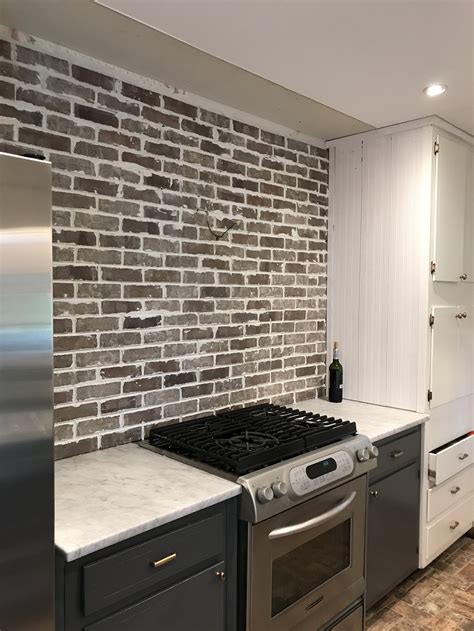 Update your kitchen with an easy diy brick backsplash! Kitchen Update with The Home Depot | Limewash Brick ...