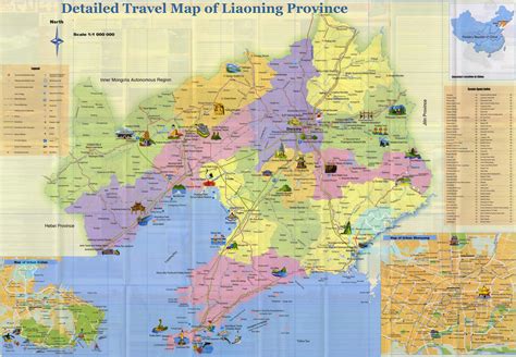 Detailed Travel Map of Liaoning Province | Liaoning, Tourist sites, Map