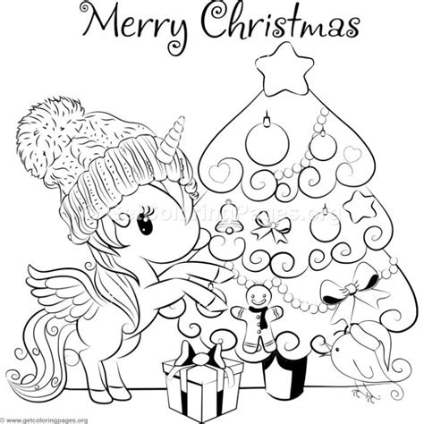 Christmas Unicorn Coloring Pages At Free Printable