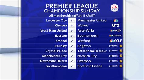 Nbcuniversal Presents All 10 Premier League “championship Sunday