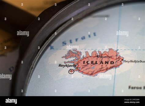 Iceland On A World Map Through Magnifying Glass Iceland Travel