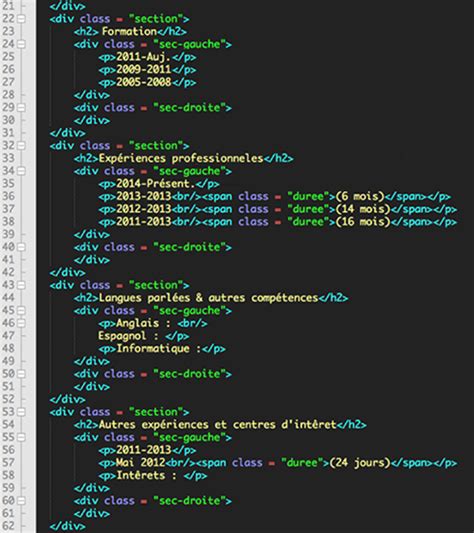 comment faire un cv en html et css