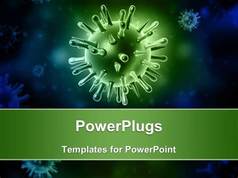 Powerpoint Template A Single Green Colored Avian Virus Cell With Nodes