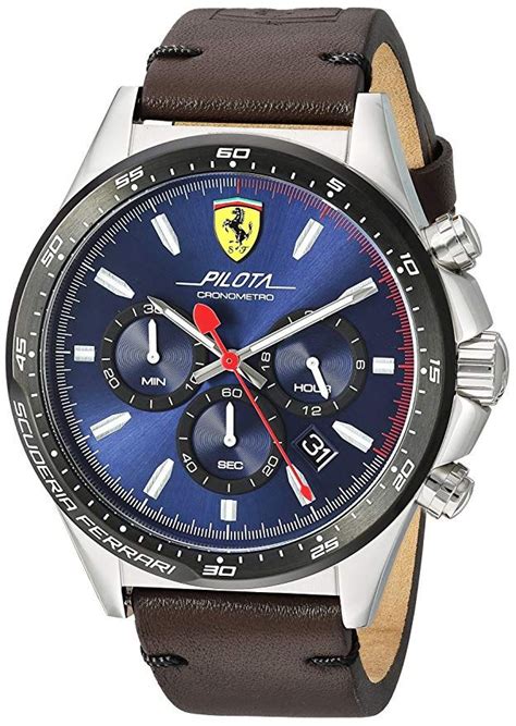 Scuderia ferrari 'scuderia xx' chronograph silicone strap watch, 48mm | nordstrom. Ferrari Men's 'Pilota' Quartz Stainless Steel and Leather Casual Watch, Color:Brown (Model ...