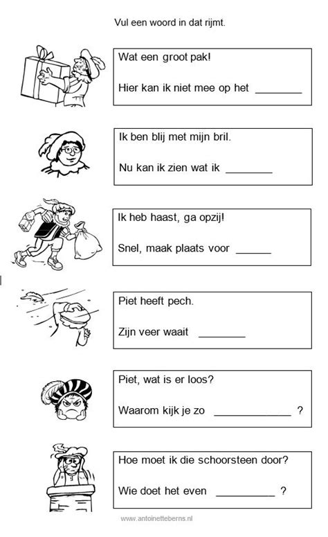 Werkbladen Sinterklaas Sinterklaas Rijmwoorden Spellingsoefening