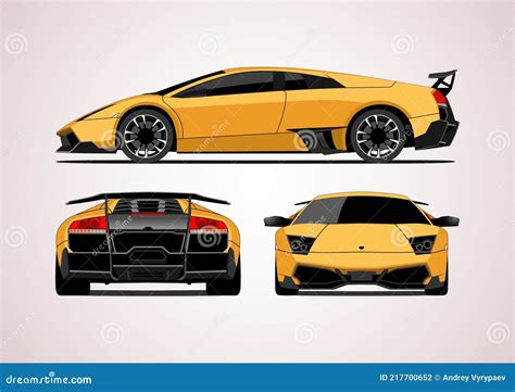 Super Car View From Three Sides Editorial Photography Illustration