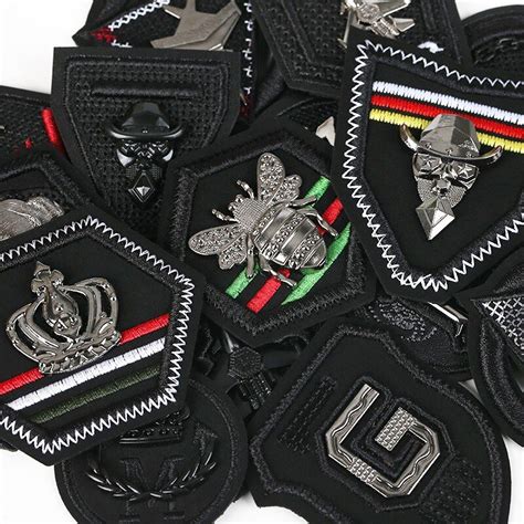 Black Pu Leather Badge Military Embroidery Patches For Clothes Iron On