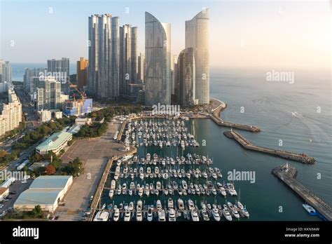 Busan City Skyline View At Haeundae District Gwangalli Beach With