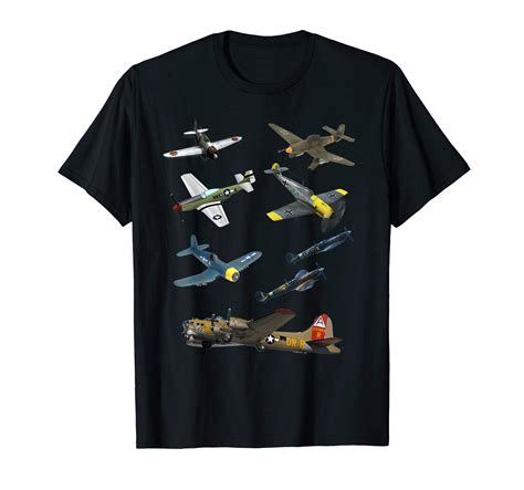Buy WW2 Warbirds Planes P51 Mustang Spitfire Messerschmitt B-17 T-Shirt