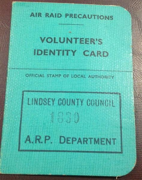 Ww2 Lindsey Lincolnshire Arp Volunteers Identity Card