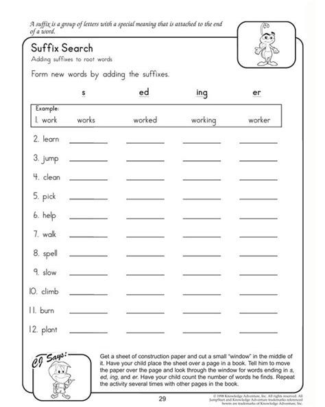 Suffix Worksheet 1st Grade