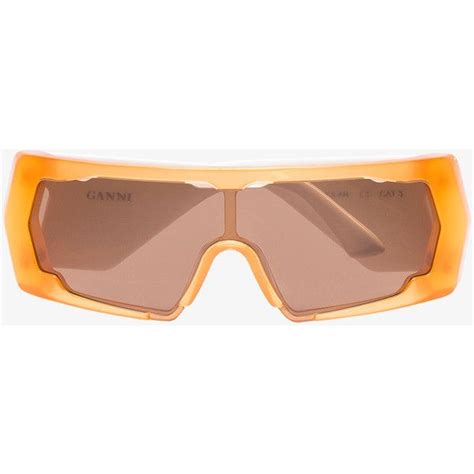 ganni orange and white extreme square sunglasses 510 liked on polyvore featuring accessories