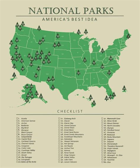 √ 59 National Parks Map