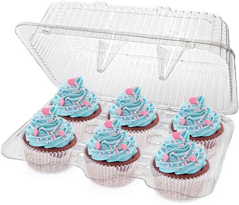 Stock Your Home 20 Pack 6 Compartment Disposable Clear Plastic Cupcake