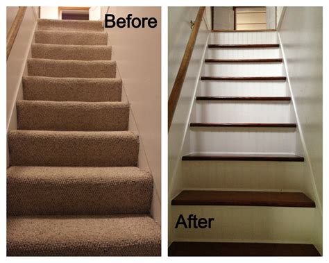 Before And After Of The Stairs Removed Carpet Stripped Paint Stained