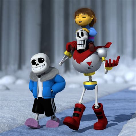 Frisk Sans And Papyrus In Snowdin Undertale C4d By Moisogs On Deviantart