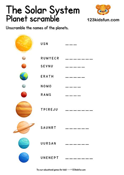Solar System Worksheets For Kids 123 Kids Fun Apps
