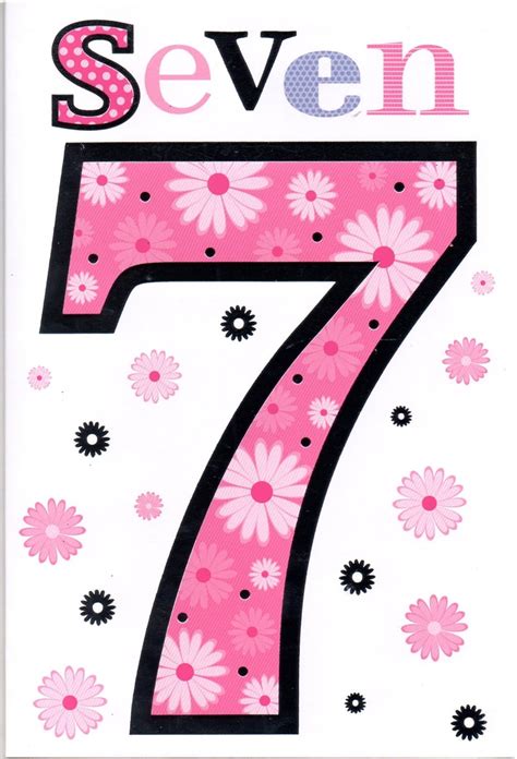 Childrens 7th Birthday Card For Seven 7 Year Old Girl Free 1st Class