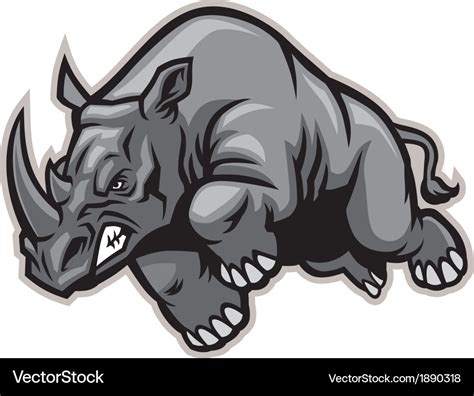 Charging Rhino Royalty Free Vector Image Vectorstock