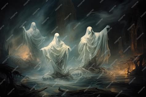 Premium AI Image | Haunting ghostly apparitions forever bound to the