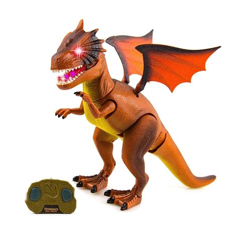 Toysery Remote Control Dinosaur Toys With Dragon Wings Realistic Red