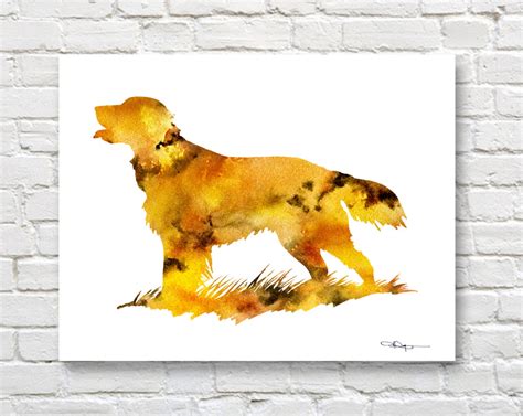 Flat Coated Retriever Art Print Abstract Watercolor Painting Etsy