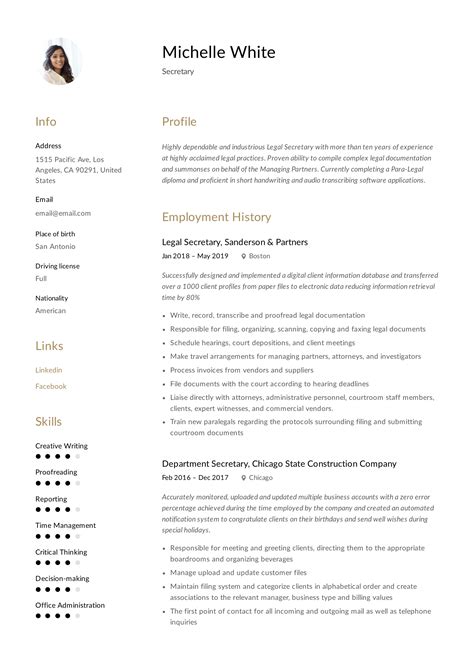 Secretary Resume And Writing Guide 12 Template Samples Pdf