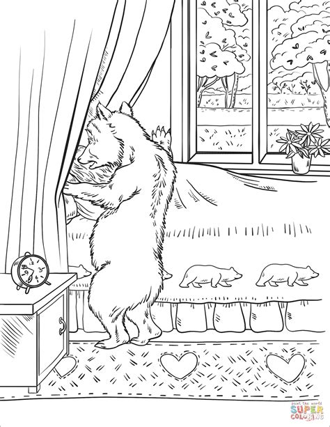 lying   bed       baby bear coloring page