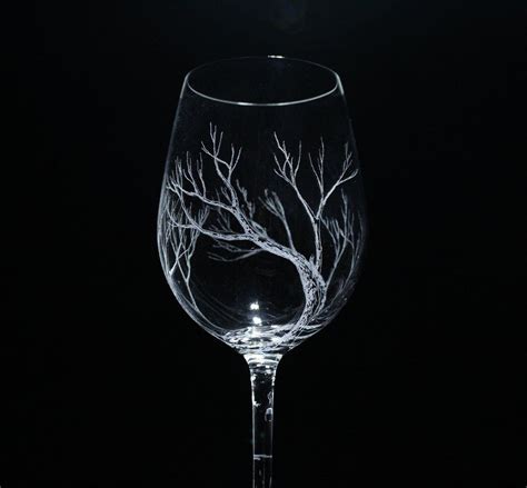 Tree Wine Glass 3  Glass Engraving Glass Etching Stencils Glass Etching Projects