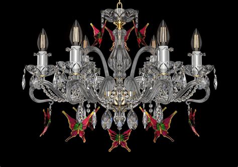 6 Arm Crystal Chandelier With Glass Butterflies Made Of First Class