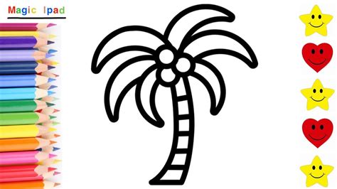 Como Dibujar Una Palmera Dibujos Para Niños How To Draw A Palm Tree