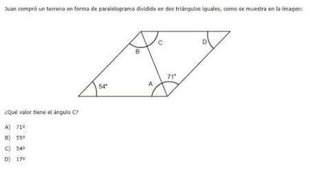 juan compro un terreno en forma de parelelogramo dividido en dos triangulos iguales como se