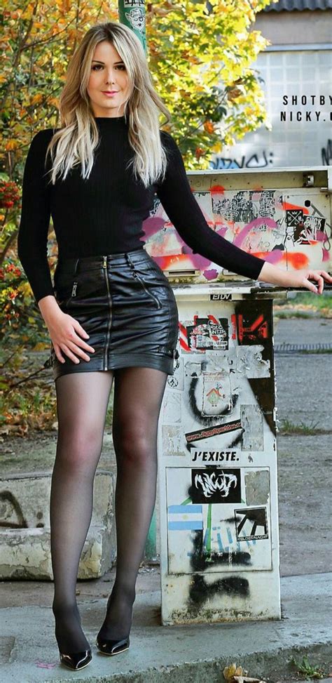 Pin By J W On Leather Dress In 2020 Fashion Black Leather Skirts Black Tights Outfit